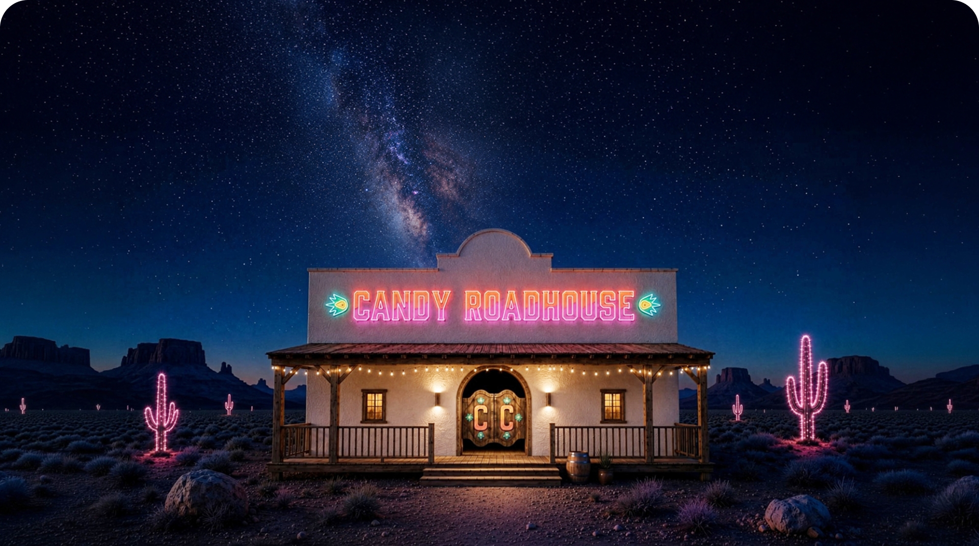 Candy Roadhouse exterior at night
