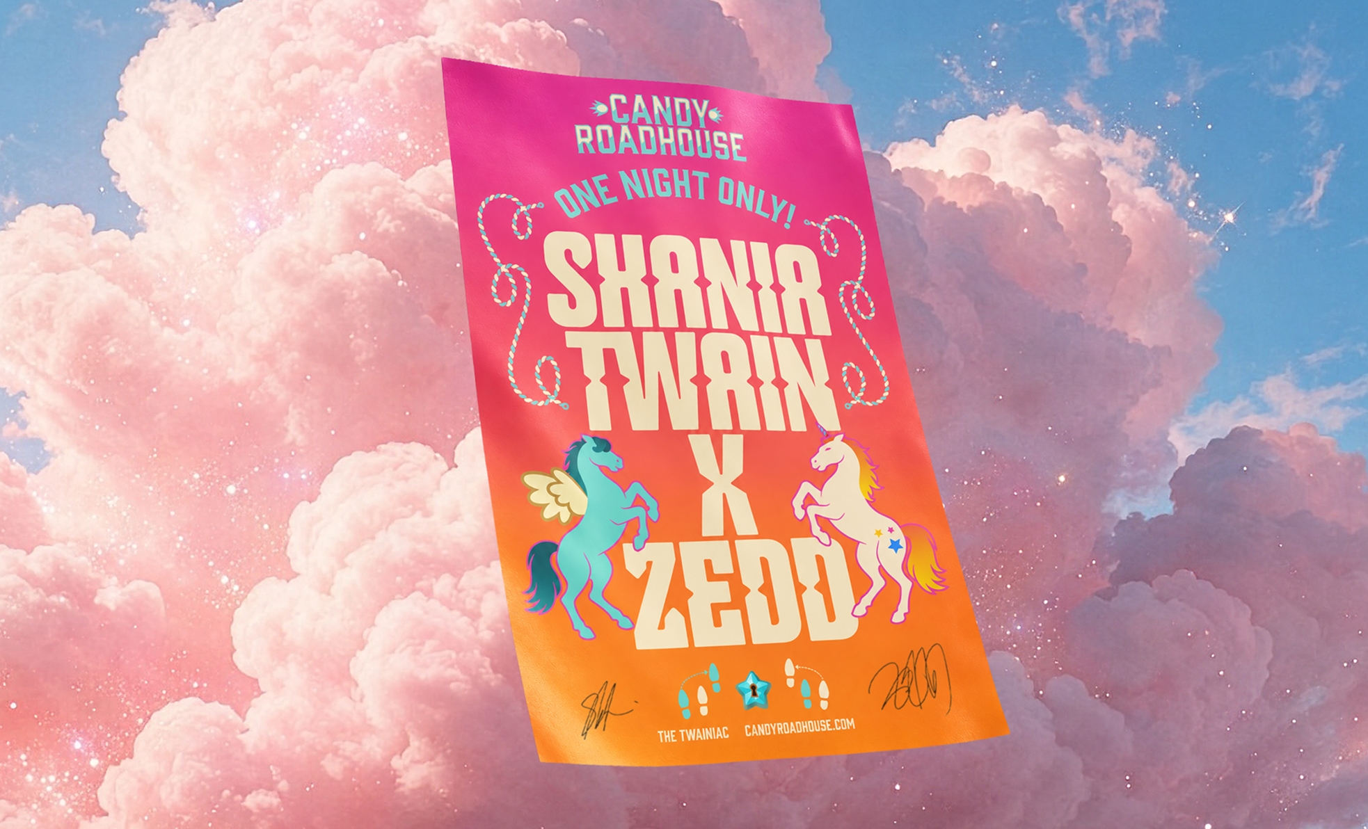 Signed Shania Twain and Zedd poster