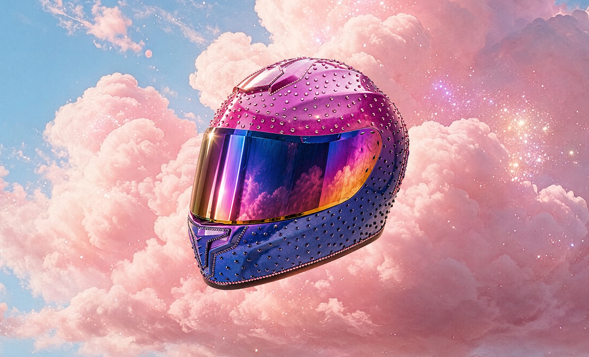 Zedd's rhinestone motorcycle helmet